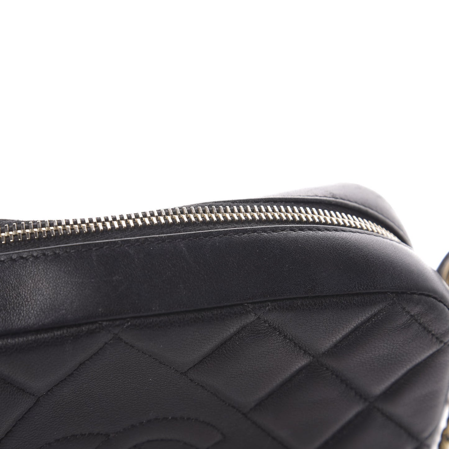 Lambskin Quilted Small Diamond CC Camera Case Black