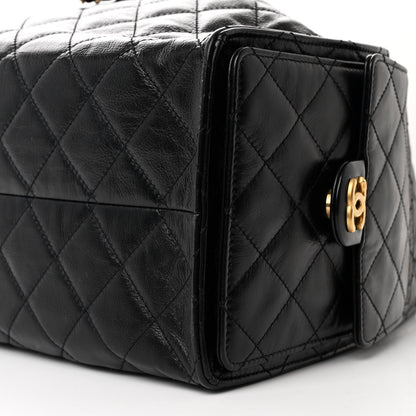 Chanel Shiny Crumpled Calfskin Quilted Medium Chanel 25 Handbag Black 10 of 10