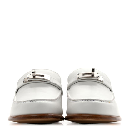 Hermes Calfskin Womens Destin Loafers 36 White 3 of 12