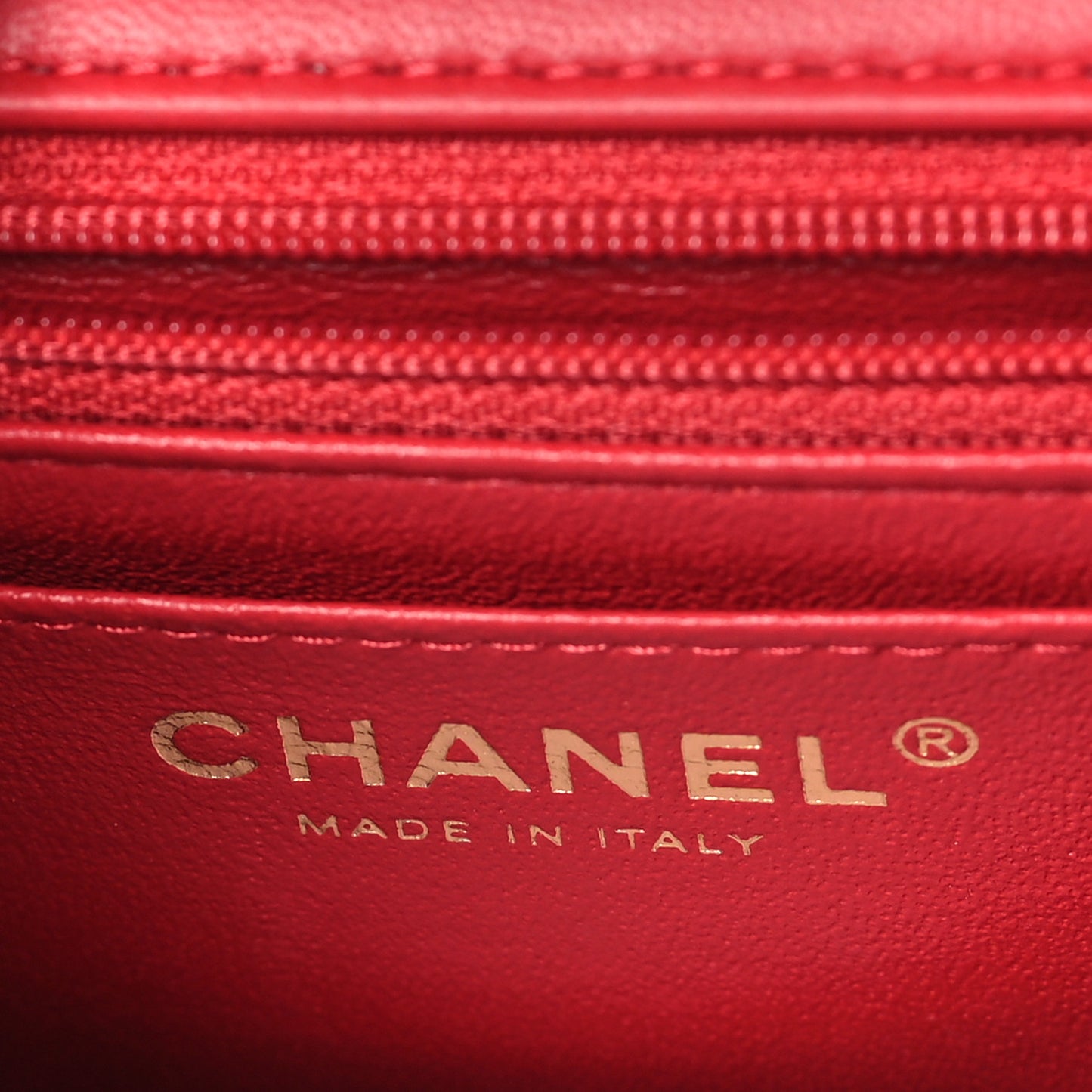 Lambskin Quilted Mini Top Handle Rectangular Flap Red