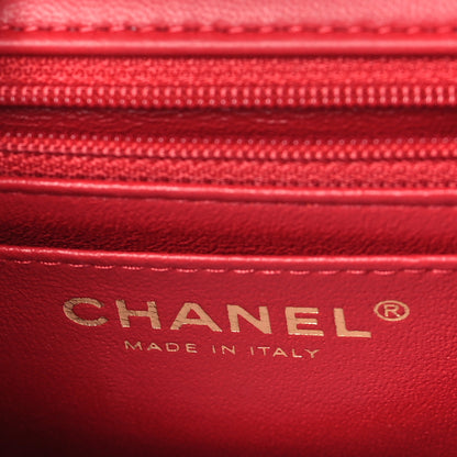 Chanel Lambskin Quilted Mini Top Handle Rectangular Flap Red 6 of 11