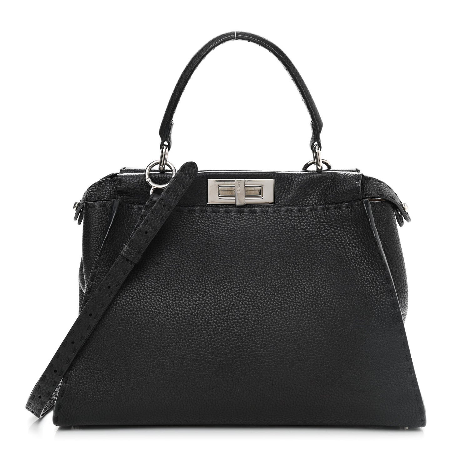 Cuoio Romano Selleria Bi-Color Medium Peekaboo Iconic Satchel Black Mou