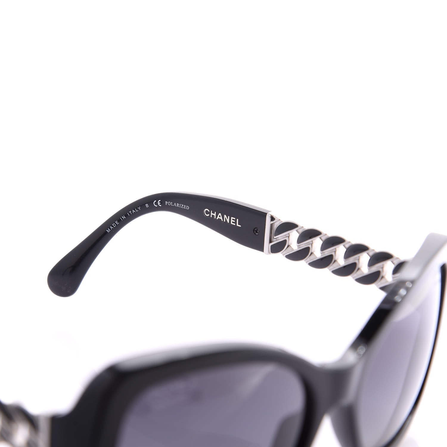 Chanel Acetate Metal Polarized Chain Square Sunglasses 5305 Black 4 of 7