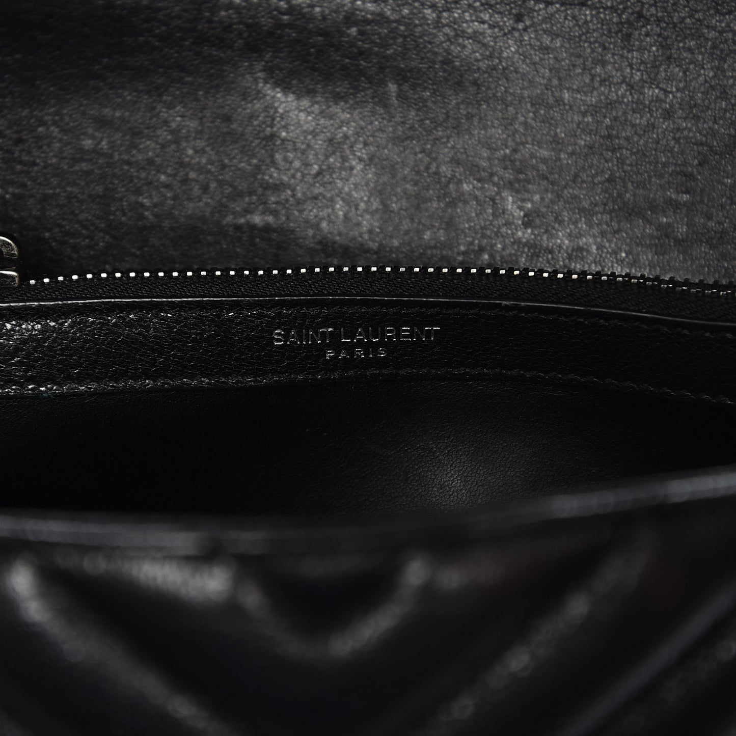 Sheepskin Matelasse Chevron Monogram Medium College Bag Black