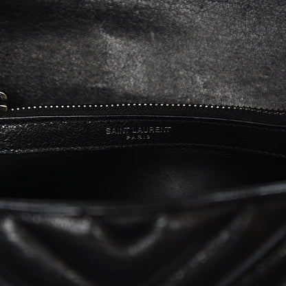 Saint Laurent Sheepskin Matelasse Chevron Monogram Medium College Bag Black 7 of 8