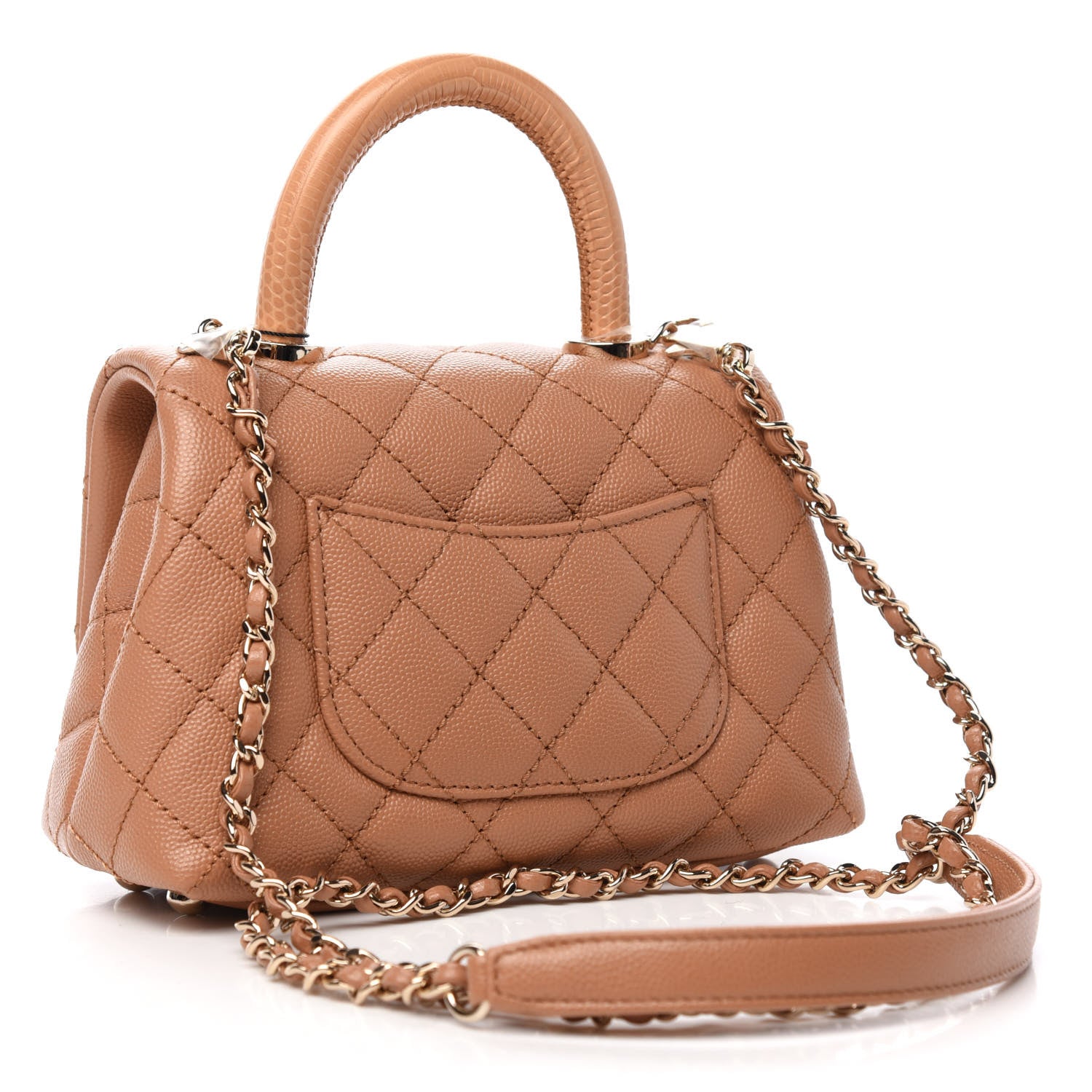 Chanel Caviar Lizard Embossed Quilted Extra Mini Coco Handle Flap Brown 3 of 10