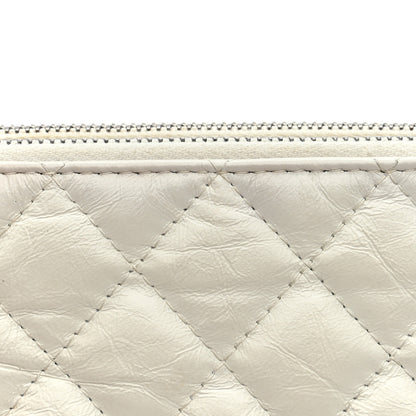 Chanel Aged Calfskin Quilted Small Gabrielle Clutch With Chain White Black 13 of 13