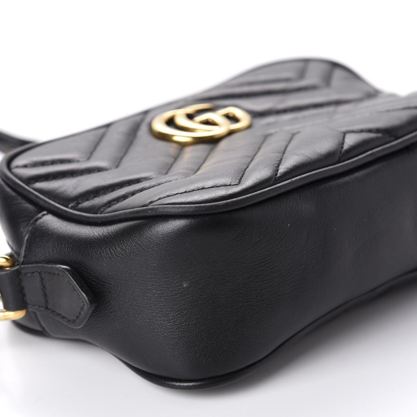 Calfskin Matelasse Mini GG Marmont Chain Shoulder Bag Black