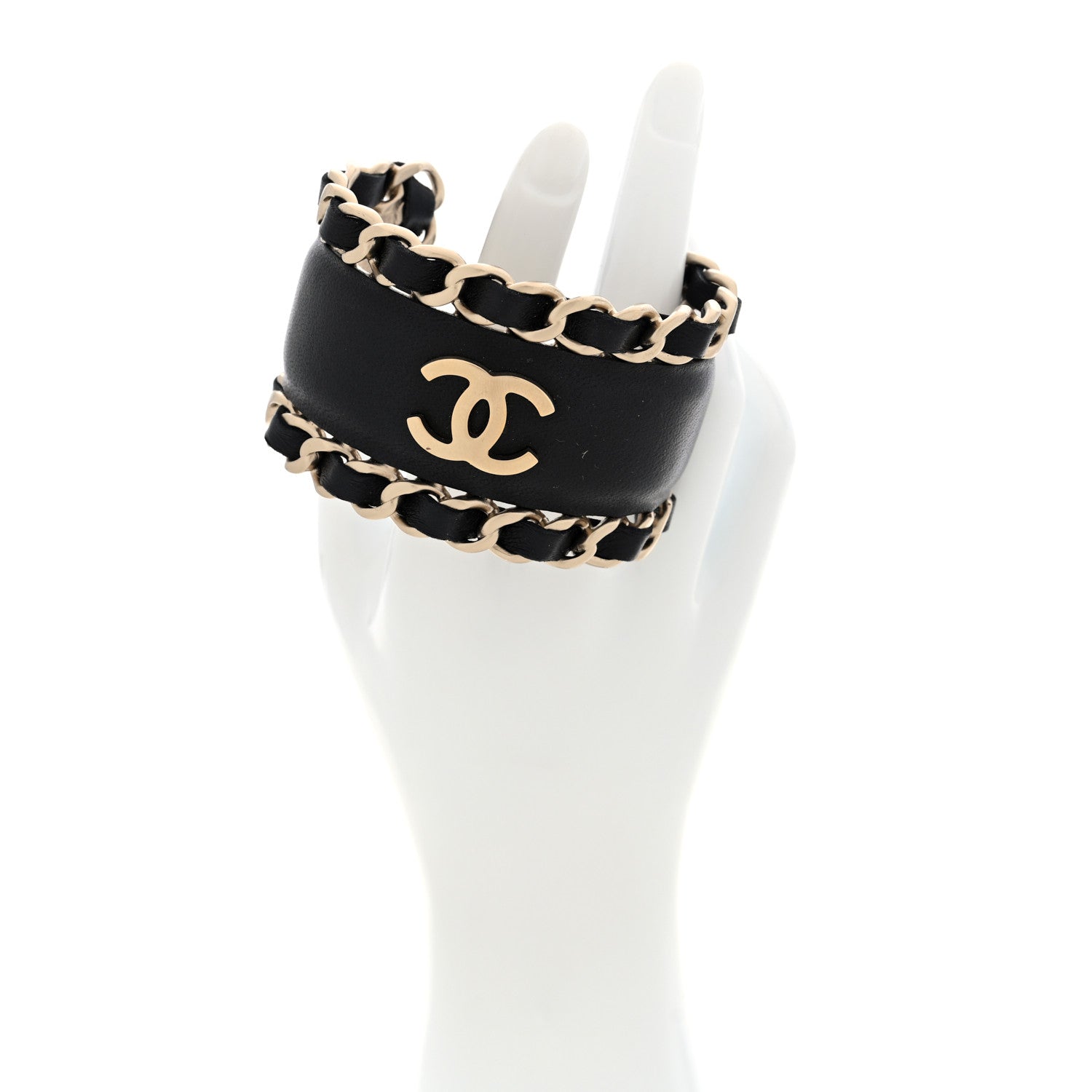 Chanel Lambskin Chain CC Cuff S Black Gold 2 of 4