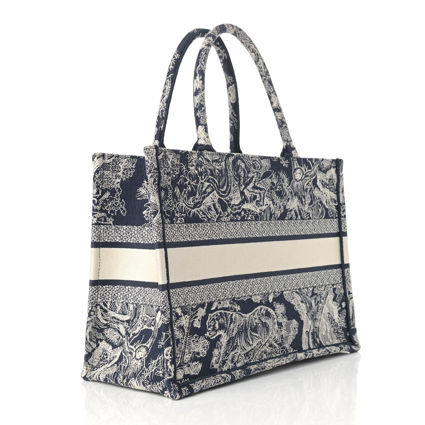 Canvas Embroidered Medium Dioriviera Toile De Jouy Book Tote Blue