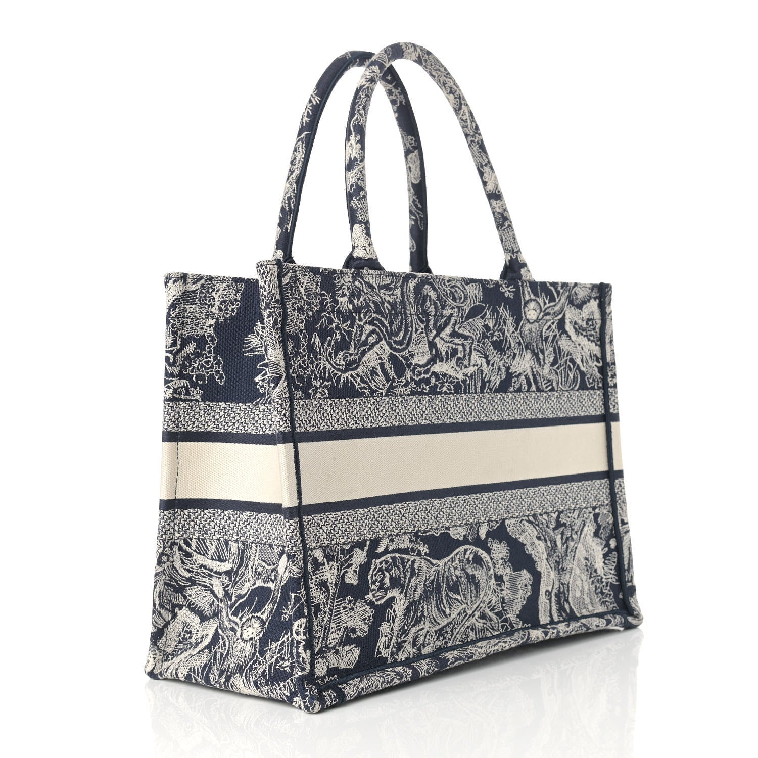 Christian Dior Canvas Embroidered Medium Dioriviera Toile De Jouy Book Tote Blue 2 of 8