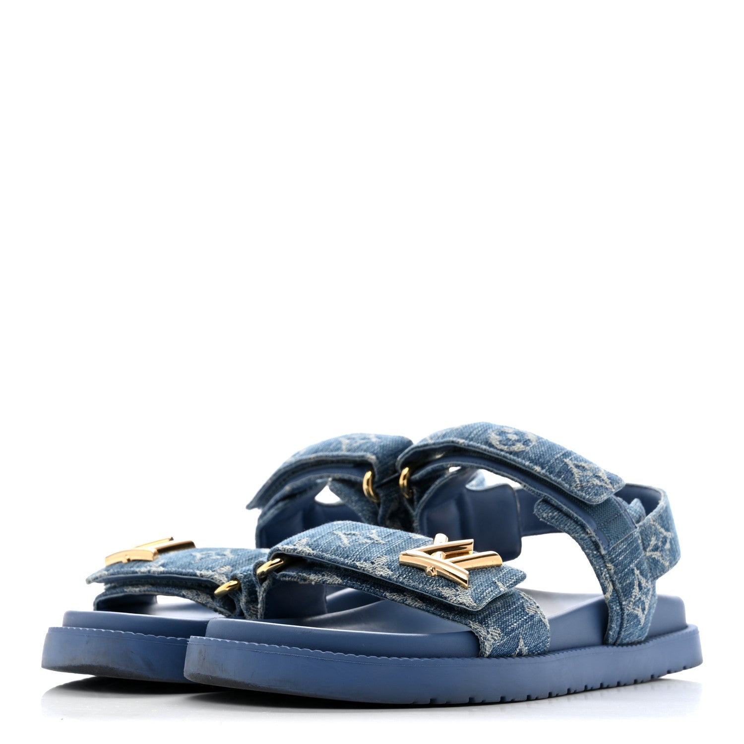 Louis Vuitton Denim Monogram LV Sunset Comfort Flat Sandals 37 Blue 4 of 11
