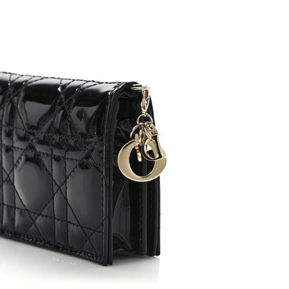 Christian Dior Patent Cannage Mini Lady Dior Gardenia Wallet Black 9 of 9