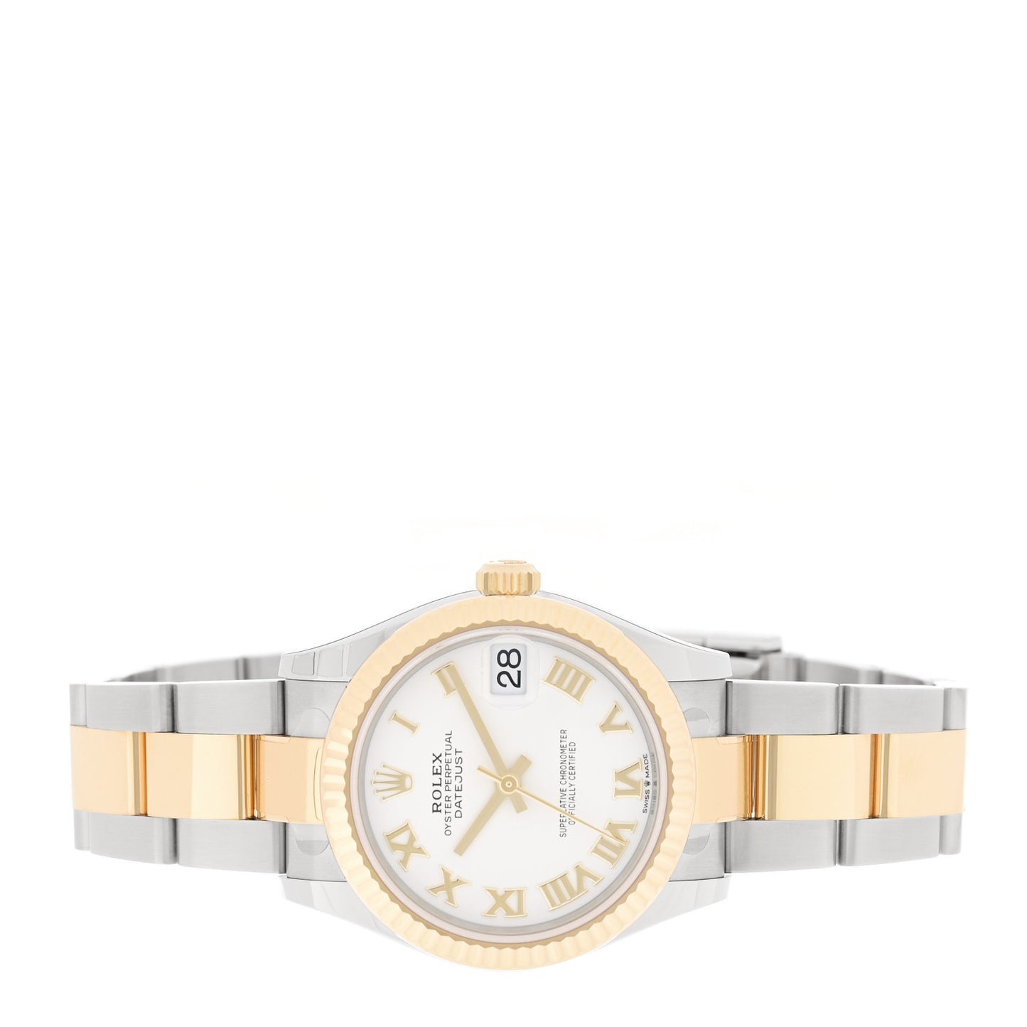 Stainless Steel 18K Yellow Gold 31mm Oyster Perpetual Datejust Watch White Roman 278273