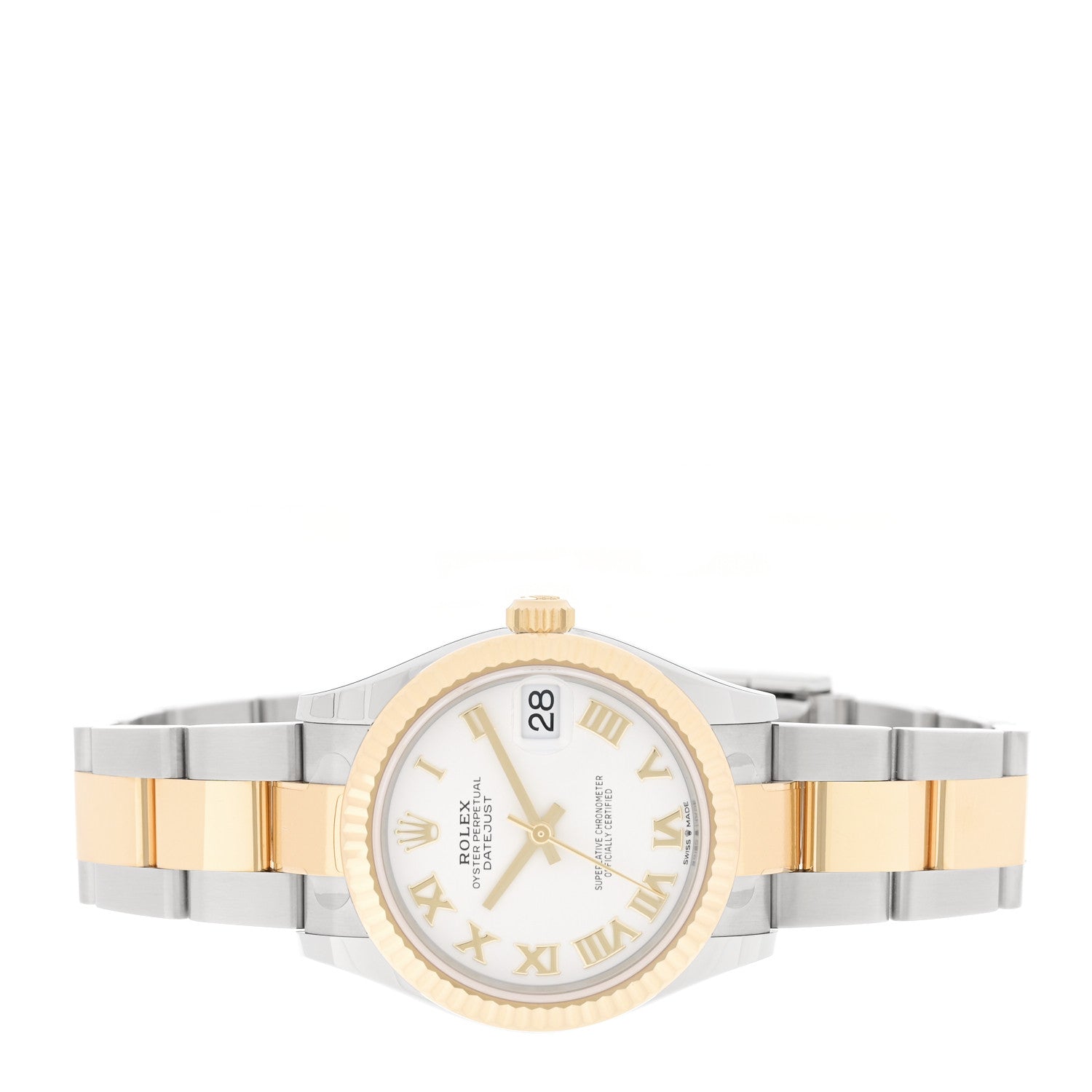 Rolex Stainless Steel 18K Yellow Gold 31mm Oyster Perpetual Datejust Watch White Roman 278273 2 of 5