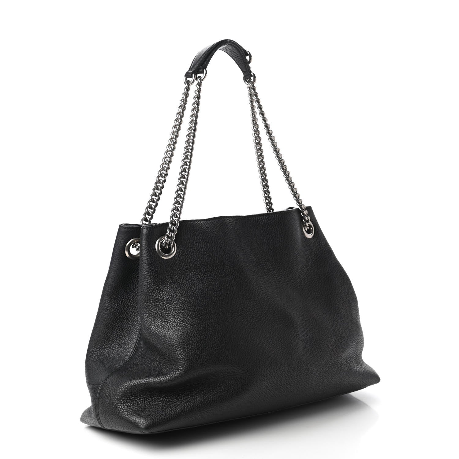 Gucci Pebbled Calfskin Studded Medium Soho Chain Shoulder Bag Black 3 of 11