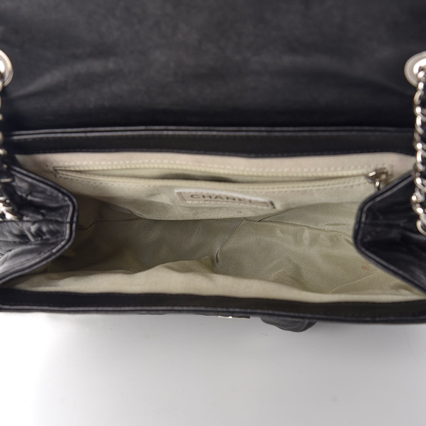 Washed Lambskin Quilted Medium Chain Around Messenger Black