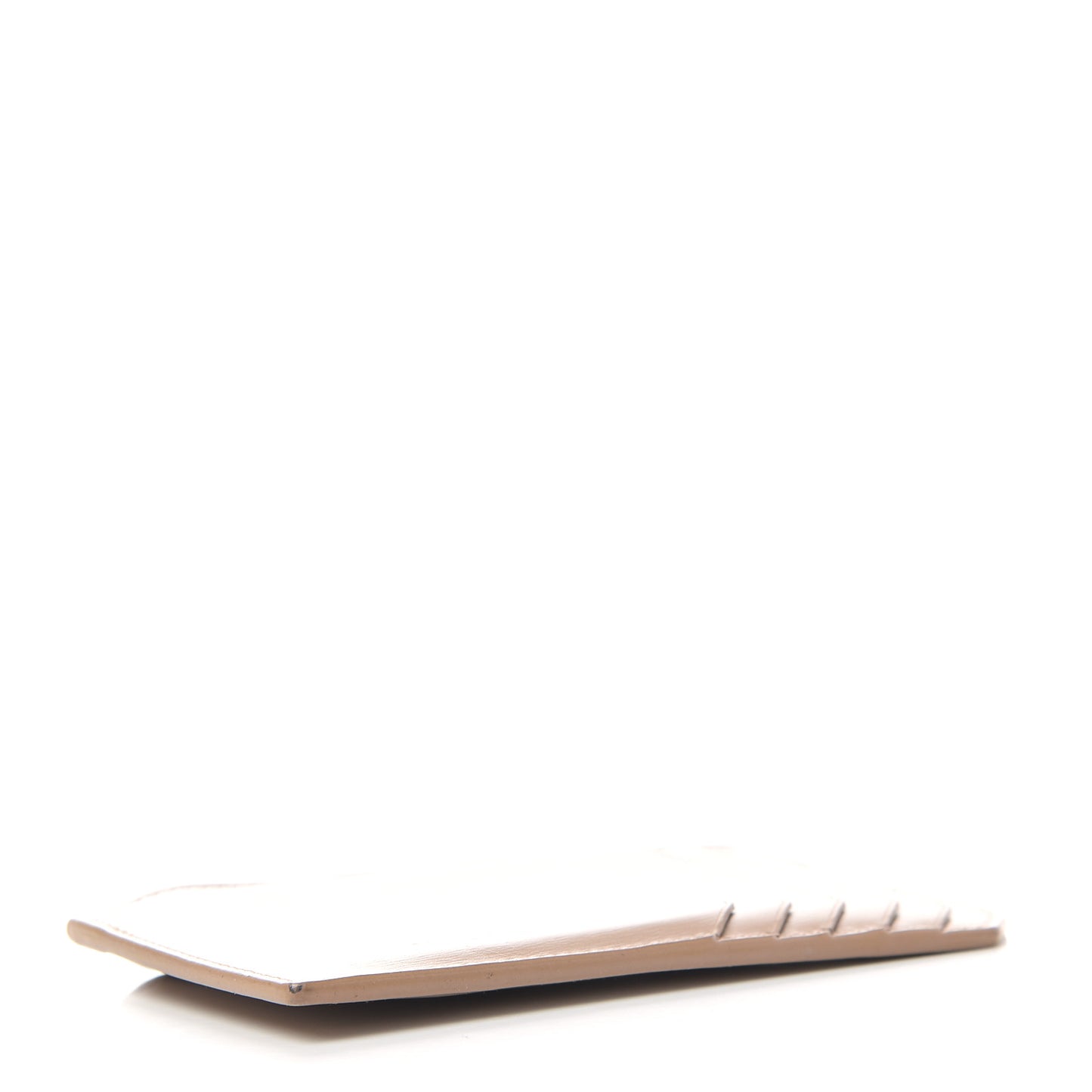 Grained Calfskin 5 Fragments Zip Pouch Card Holder Nude Powder