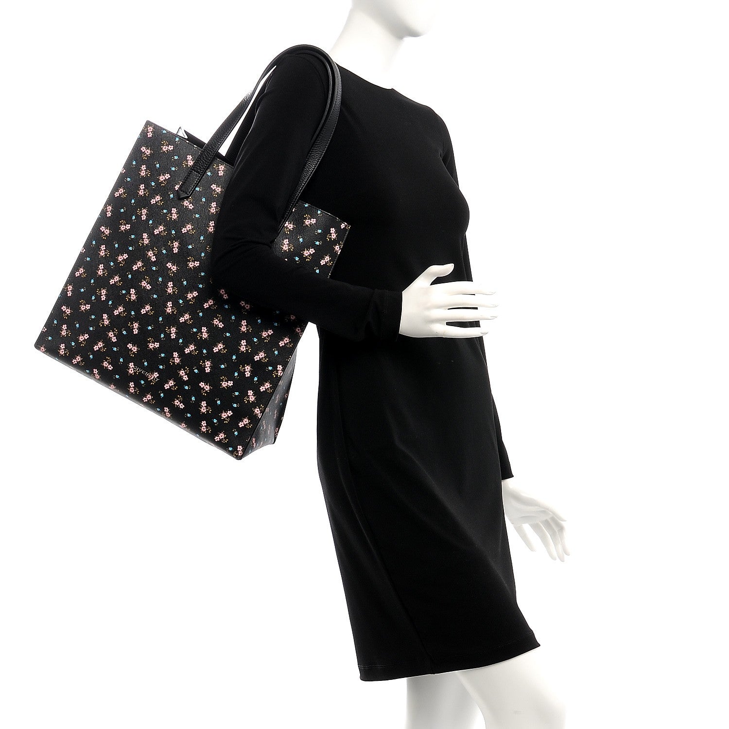 Givenchy Coated Canvas Hibiscus Print Medium Stargate Shopper Tote Black Multicolor 2 of 8