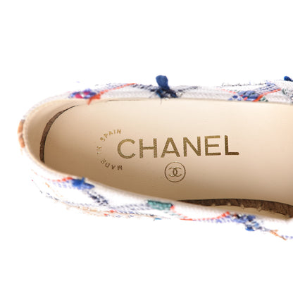 Chanel Tweed Grosgrain CC Espadrilles 36 White Blue Pink Green Black 5 of 11