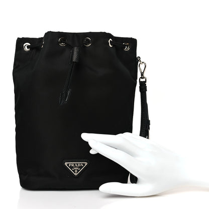 Prada Saffiano Tessuto Nylon Vela Bucket Wristlet Black 2 of 8