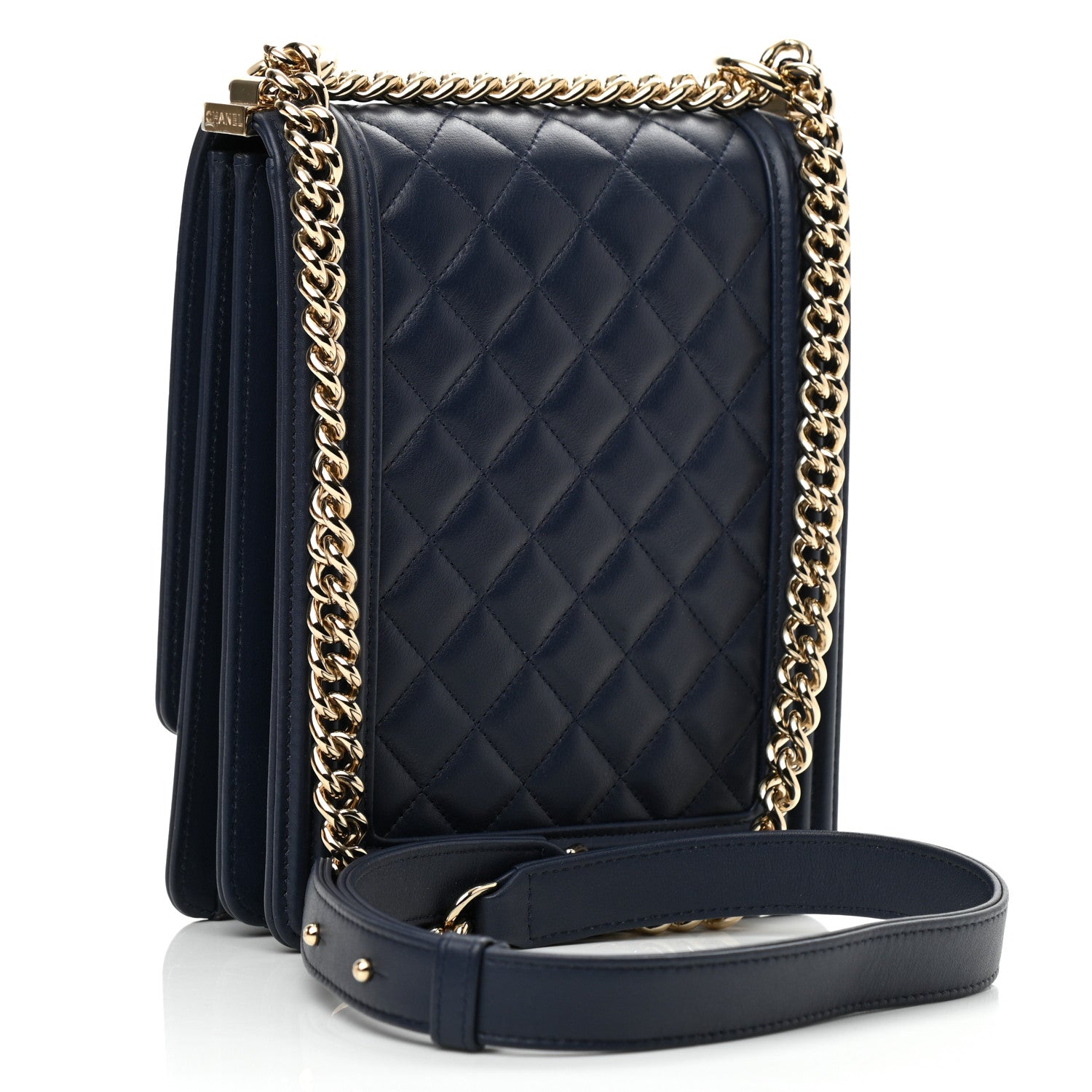 Chanel Calfskin Quilted North South Boy Flap Navy 3 of 10