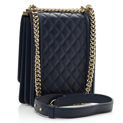 Chanel Calfskin Quilted North South Boy Flap Navy 3 of 10