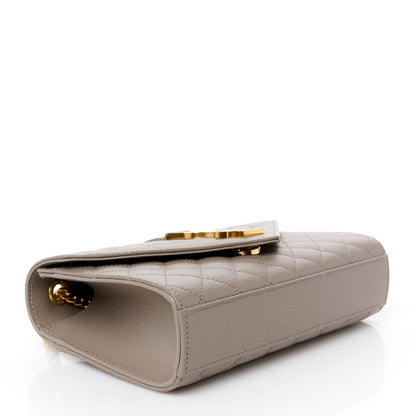 Saint Laurent Grain De Poudre Textured Mixed Matelasse Triquilt Small Monogram Satchel Greyish Brown 4 of 11
