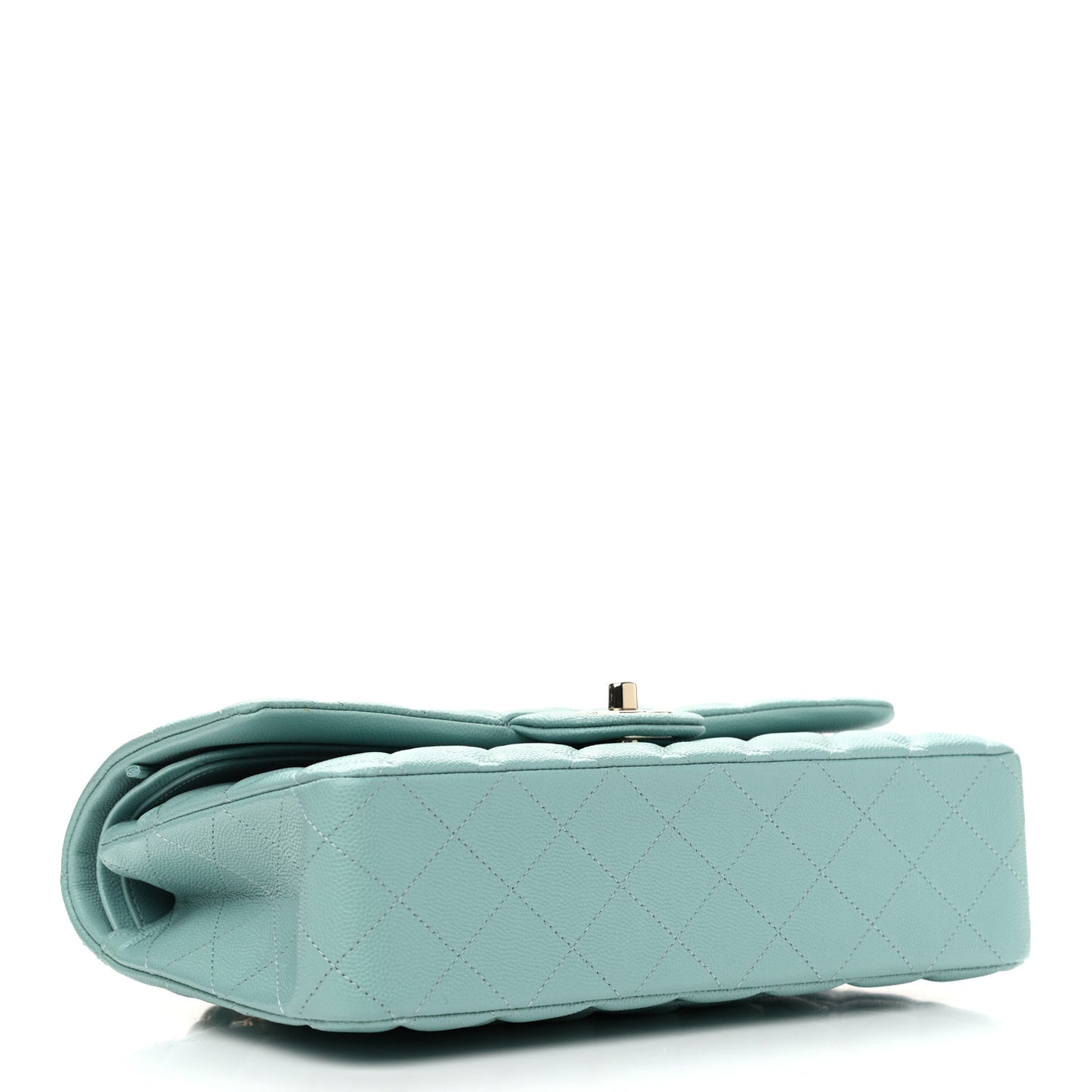 Caviar Quilted Medium Double Flap Light Blue