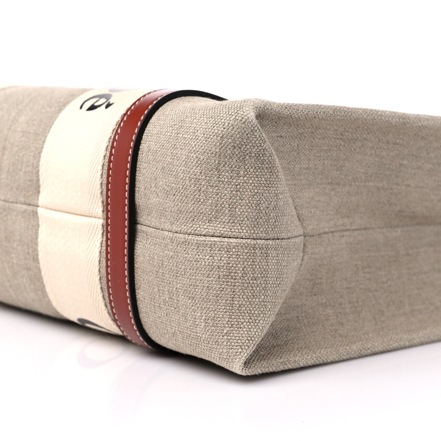Cotton Calfskin Medium Woody Ribbon Tote White Brown