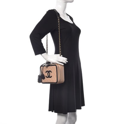 Chanel Caviar Quilted Medium CC Filigree Vanity Case Beige Black 2 of 13