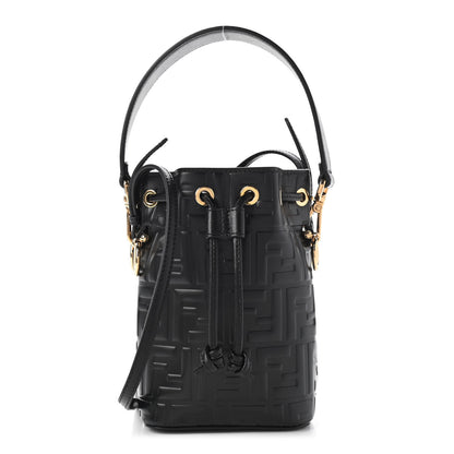 Fendi Vitello Liberty F is Fendi FF 1974 Embossed Mini Mon Tresor Bucket Bag Black 1 of 9
