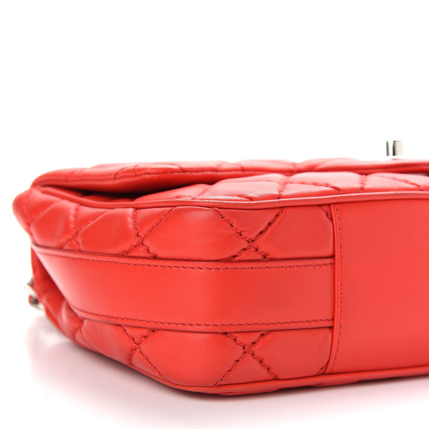 Lambskin Quilted Medium Easy Carry Flap Red