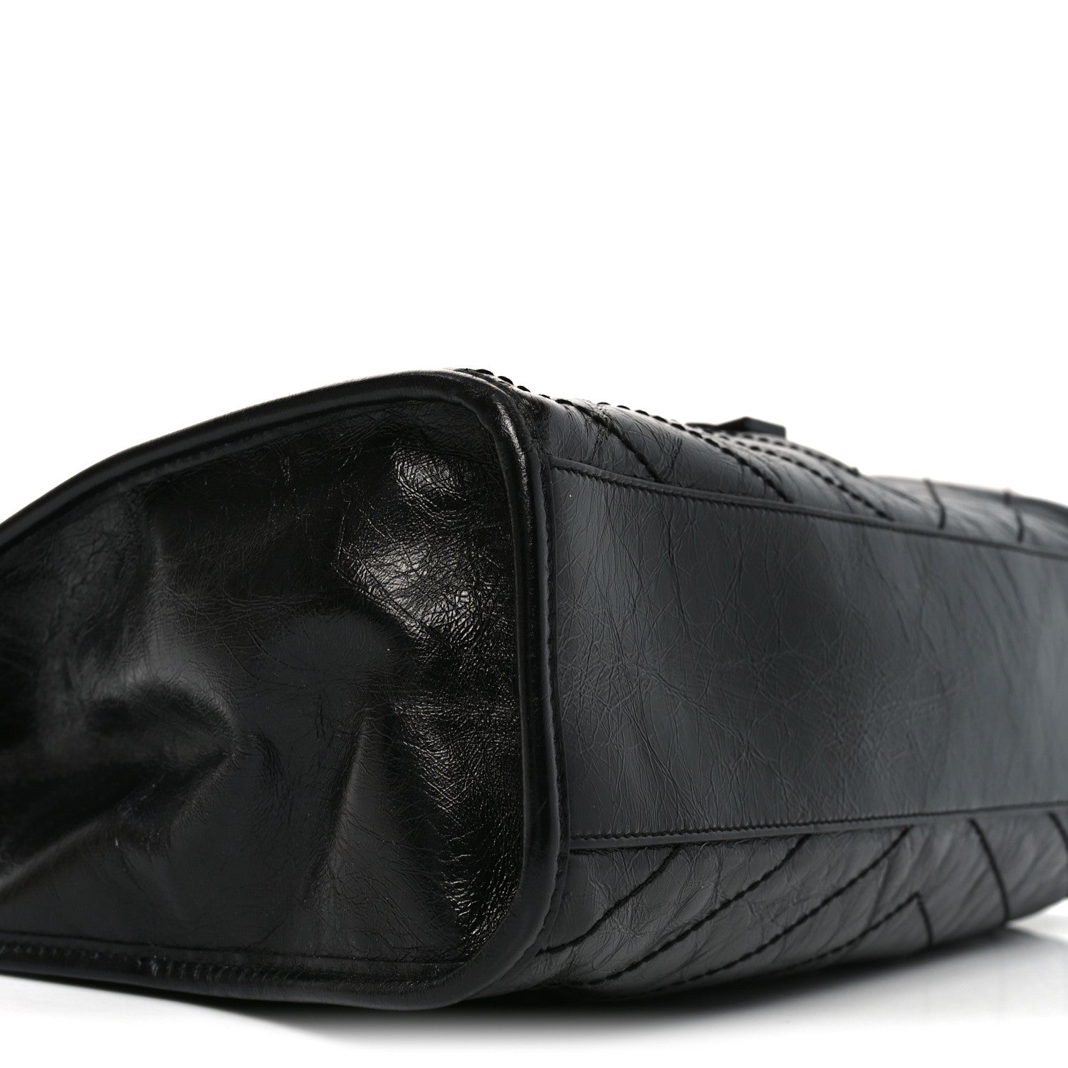 Saint Laurent Crinkled Calfskin Matelasse Monogram Medium Niki Shopper Tote Black 9 of 10