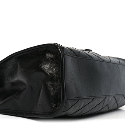 Saint Laurent Crinkled Calfskin Matelasse Monogram Medium Niki Shopper Tote Black 9 of 10
