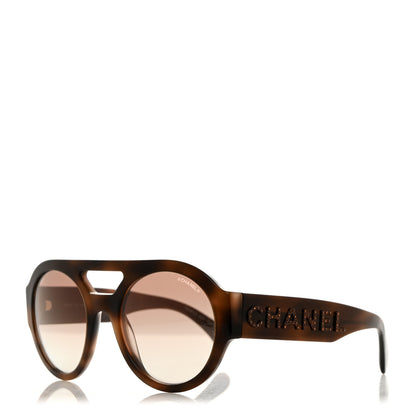 Chanel Resin Crystal Polarized Sunglasses 5419-B Tortoise 1 of 9