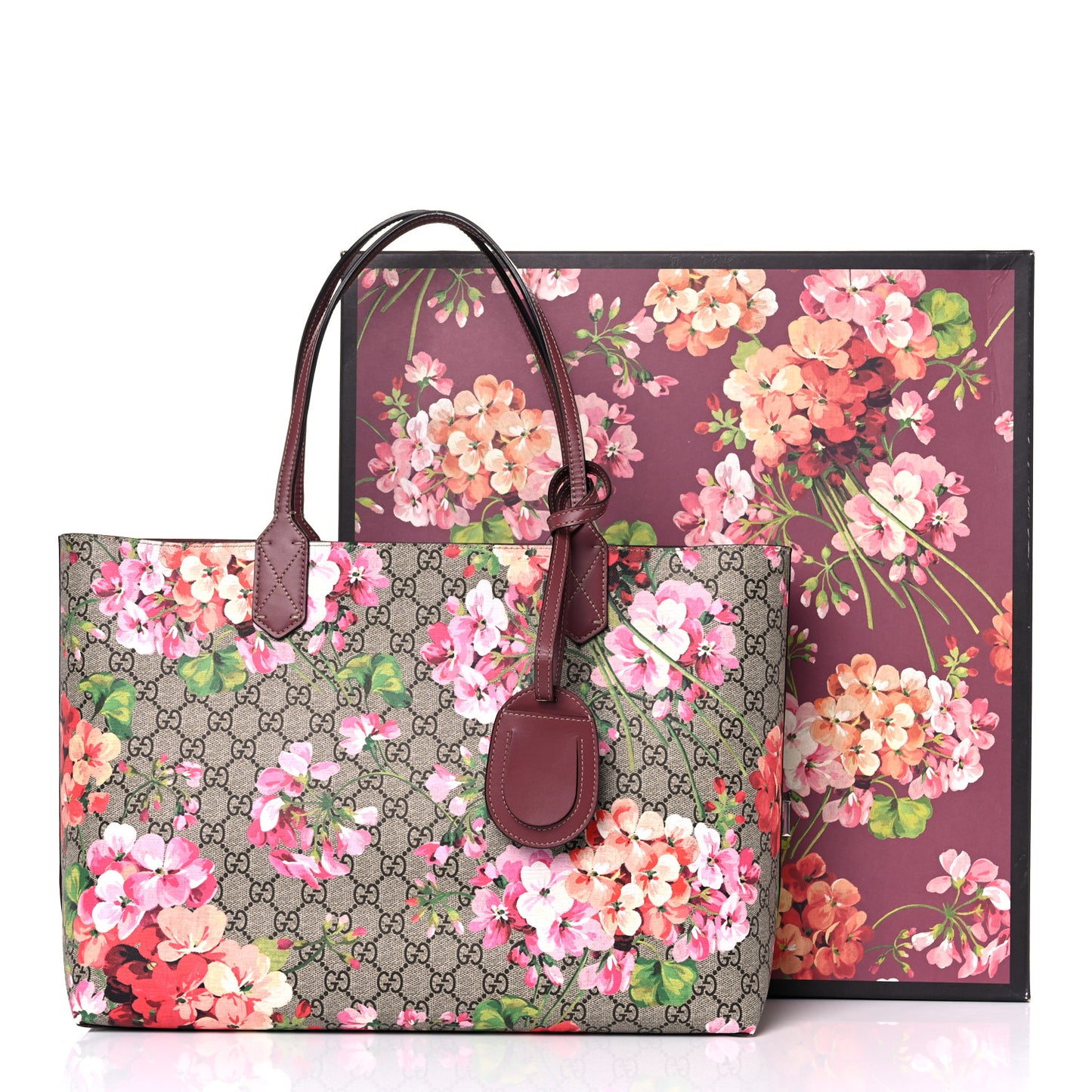 GG Supreme Monogram Blooms Medium Reversible Tote Beige Multicolor Dry Rose
