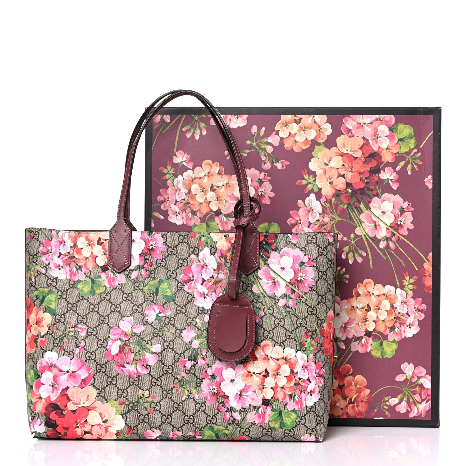 Gucci GG Supreme Monogram Blooms Medium Reversible Tote Beige Multicolor Dry Rose 15 of 15