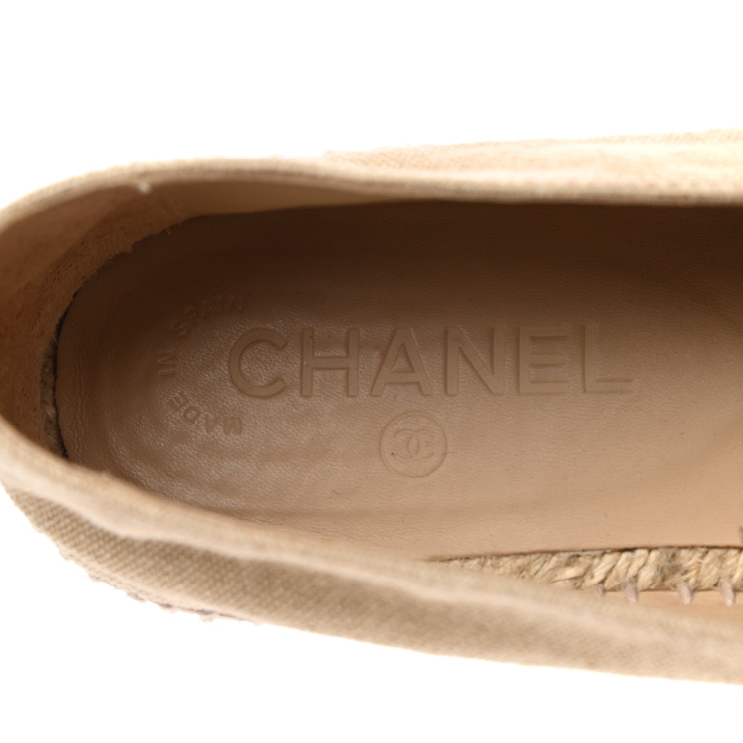 Chanel Linen CC Espadrilles 38 Beige Black 7 of 13