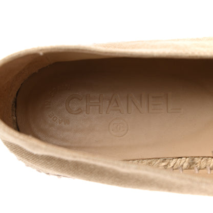 Chanel Linen CC Espadrilles 38 Beige Black 7 of 13