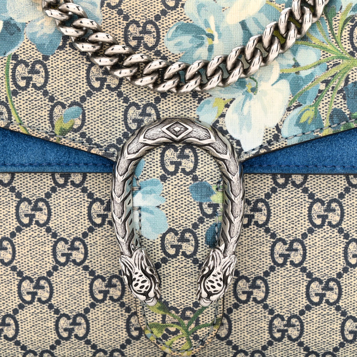 GG Supreme Monogram Blooms Mini Dionysus Shoulder Bag Beige Navy Vintage Blue