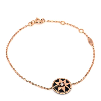 Christian Dior 18K Rose Gold Diamond Black Onyx Rose Des Vents Bracelet 1 of 4