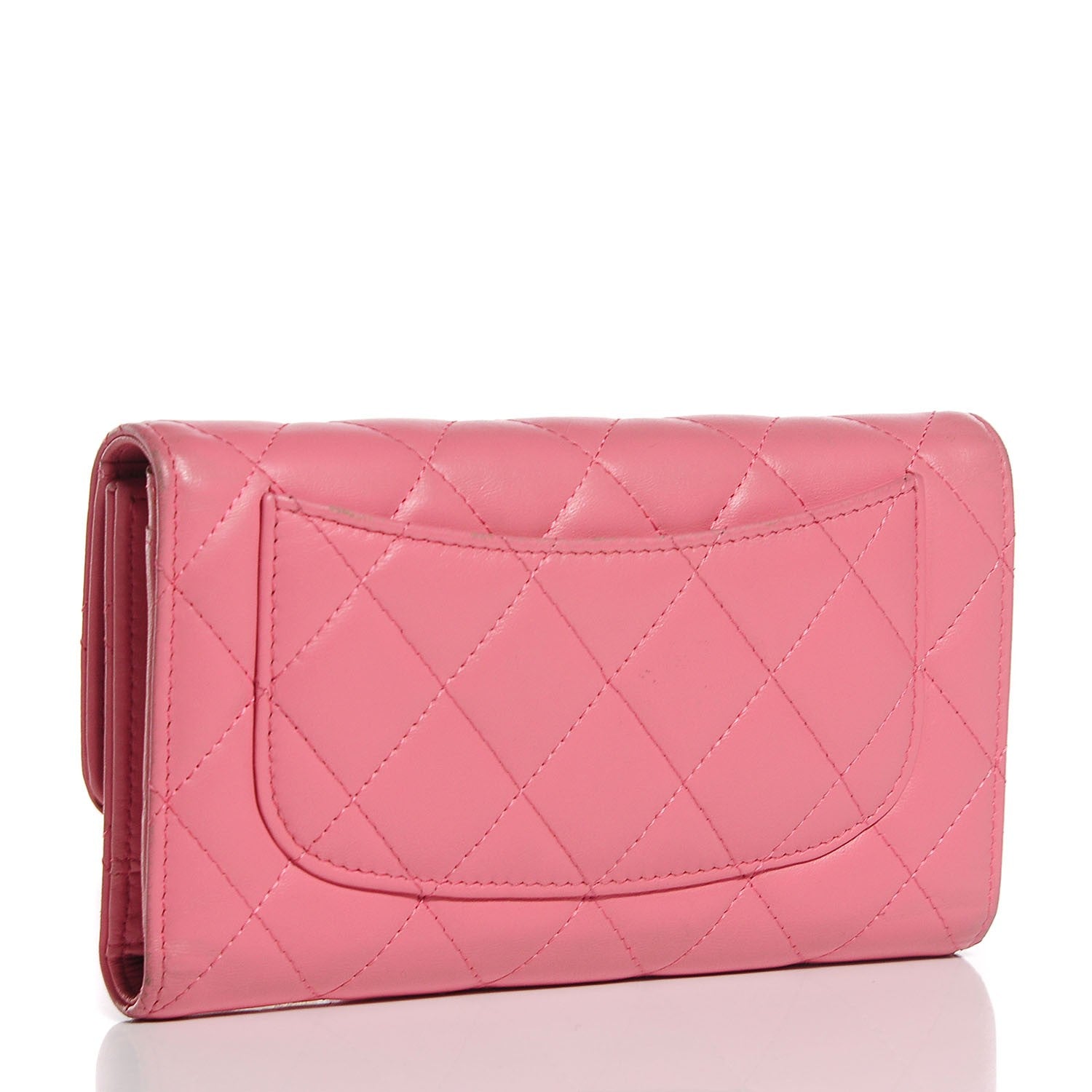 Chanel Lambskin Quilted Large Flap Wallet Pink 3 of 9
