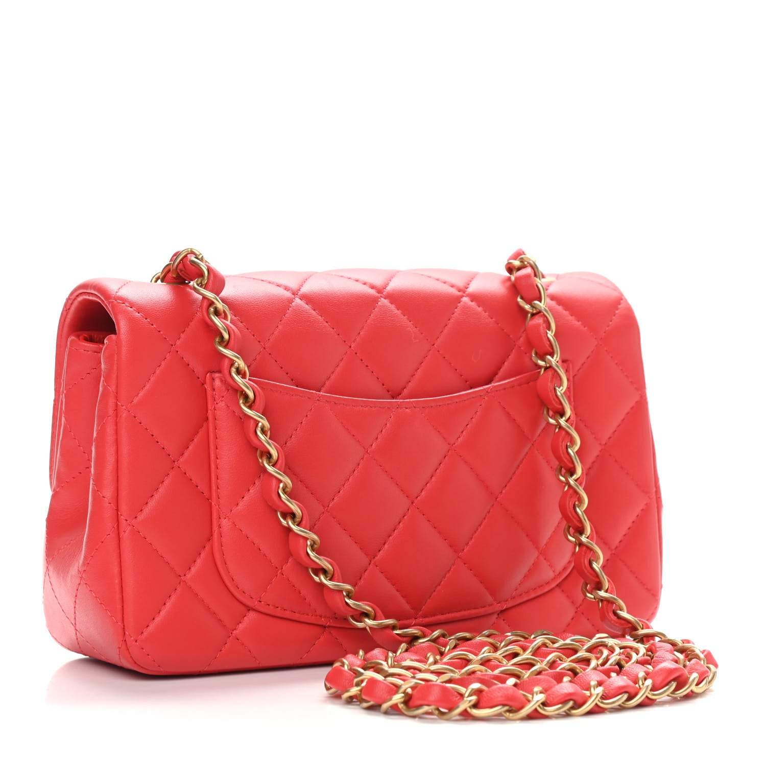 Chanel Lambskin Quilted Mini Rectangular Flap Red 3 of 10