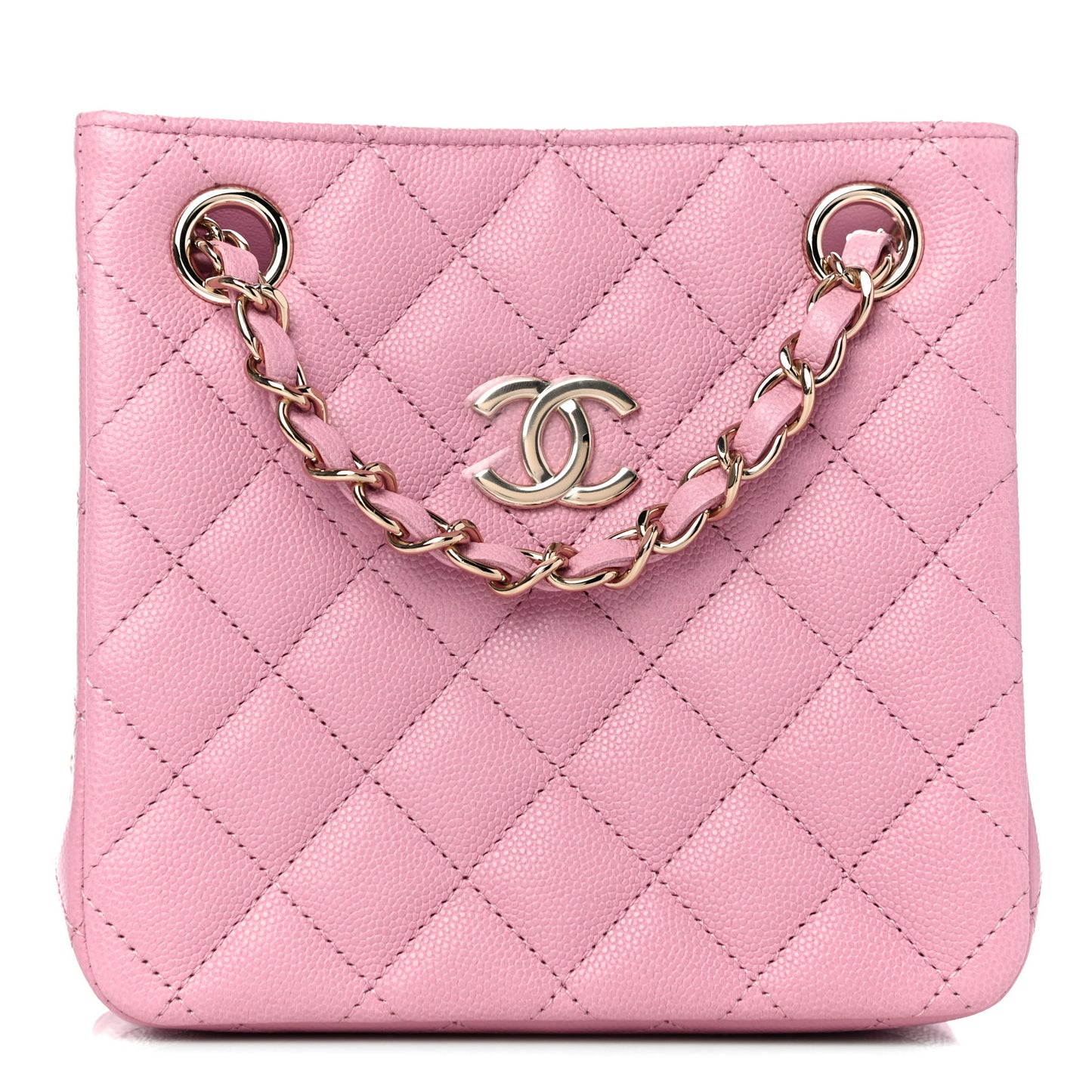 Caviar Quilted Mini Bucket Bag Pink