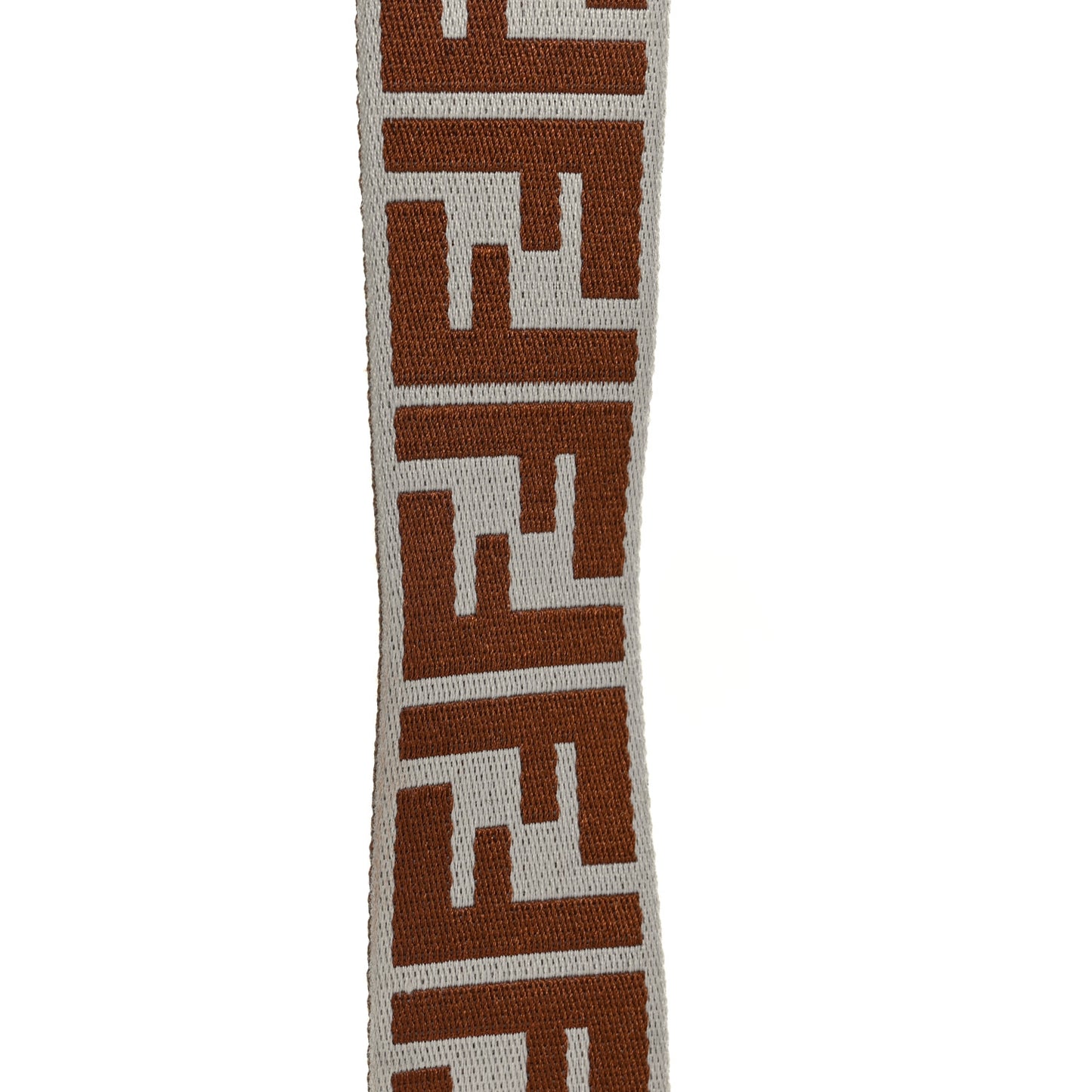 Ribbon Vitello Seta FF 1974 Pequin Reversible Adjustable Strap You Brown White