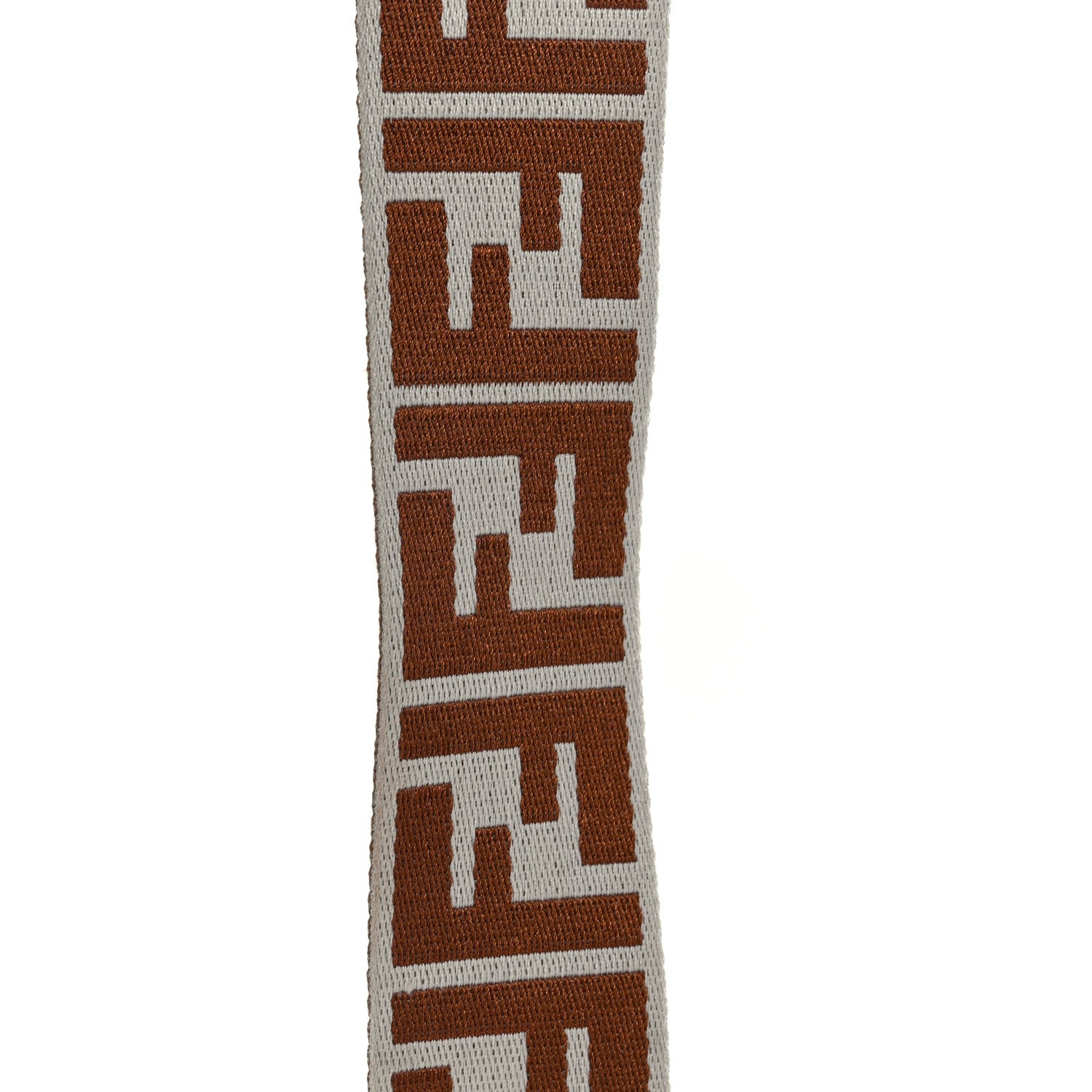 Fendi Ribbon Vitello Seta FF 1974 Pequin Reversible Adjustable Strap You Brown White 5 of 5