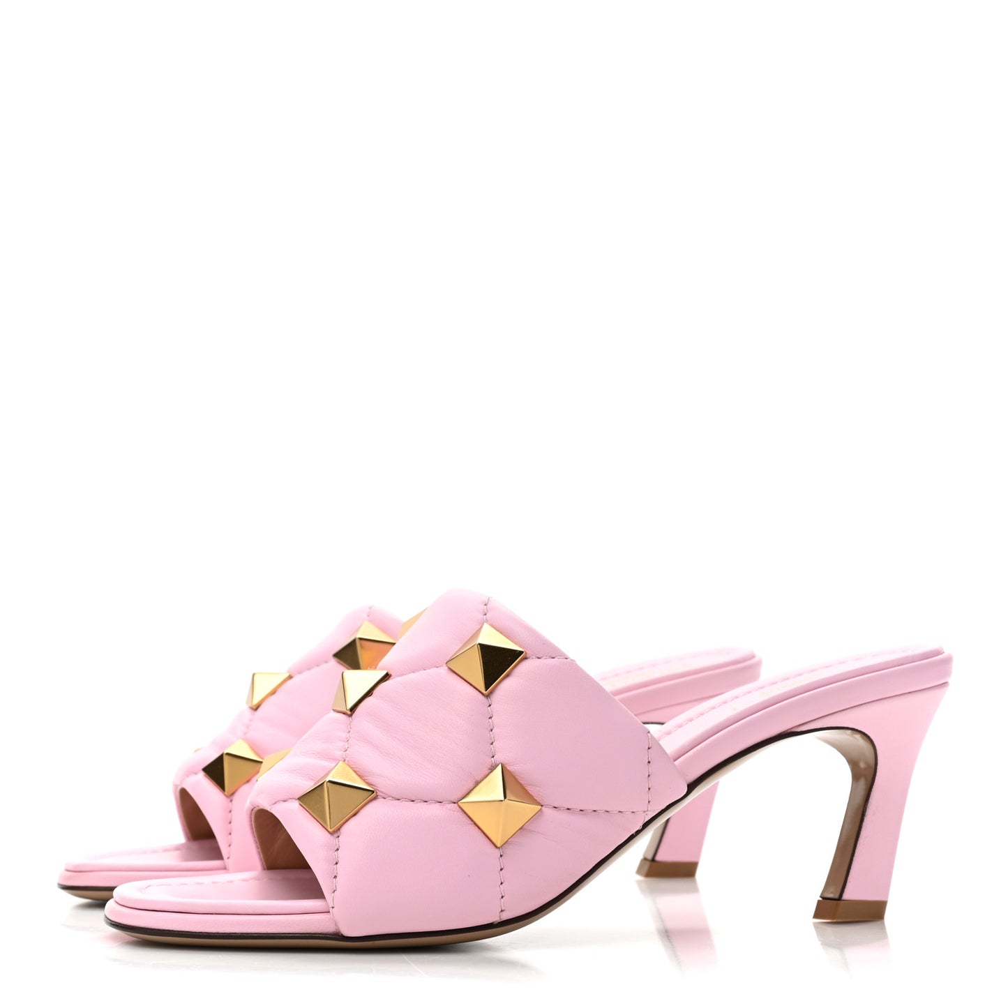VALENTINO GARAVANI Nappa Quilted Roman Stud 65mm Slide Sandals 37 Giacinto