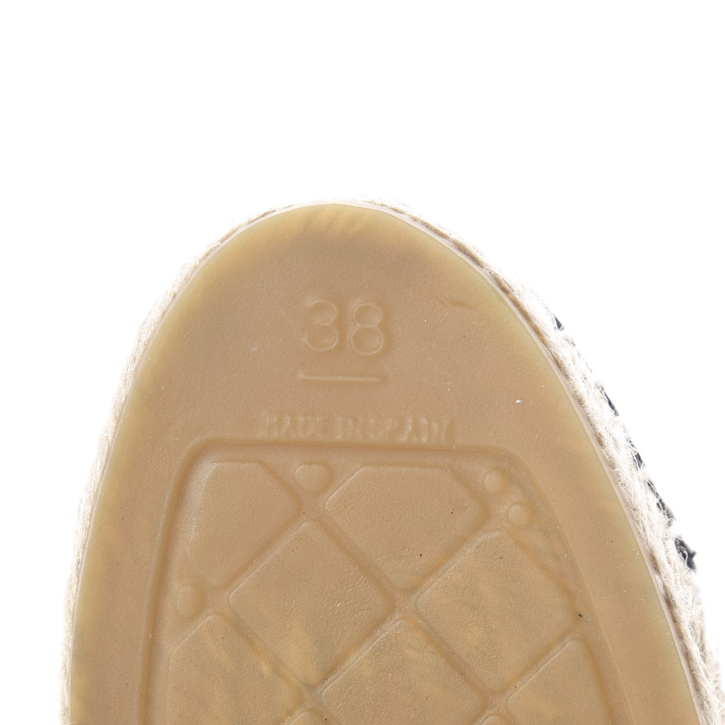 Woven Fabric Grosgrain CC Espadrilles 38 White Black