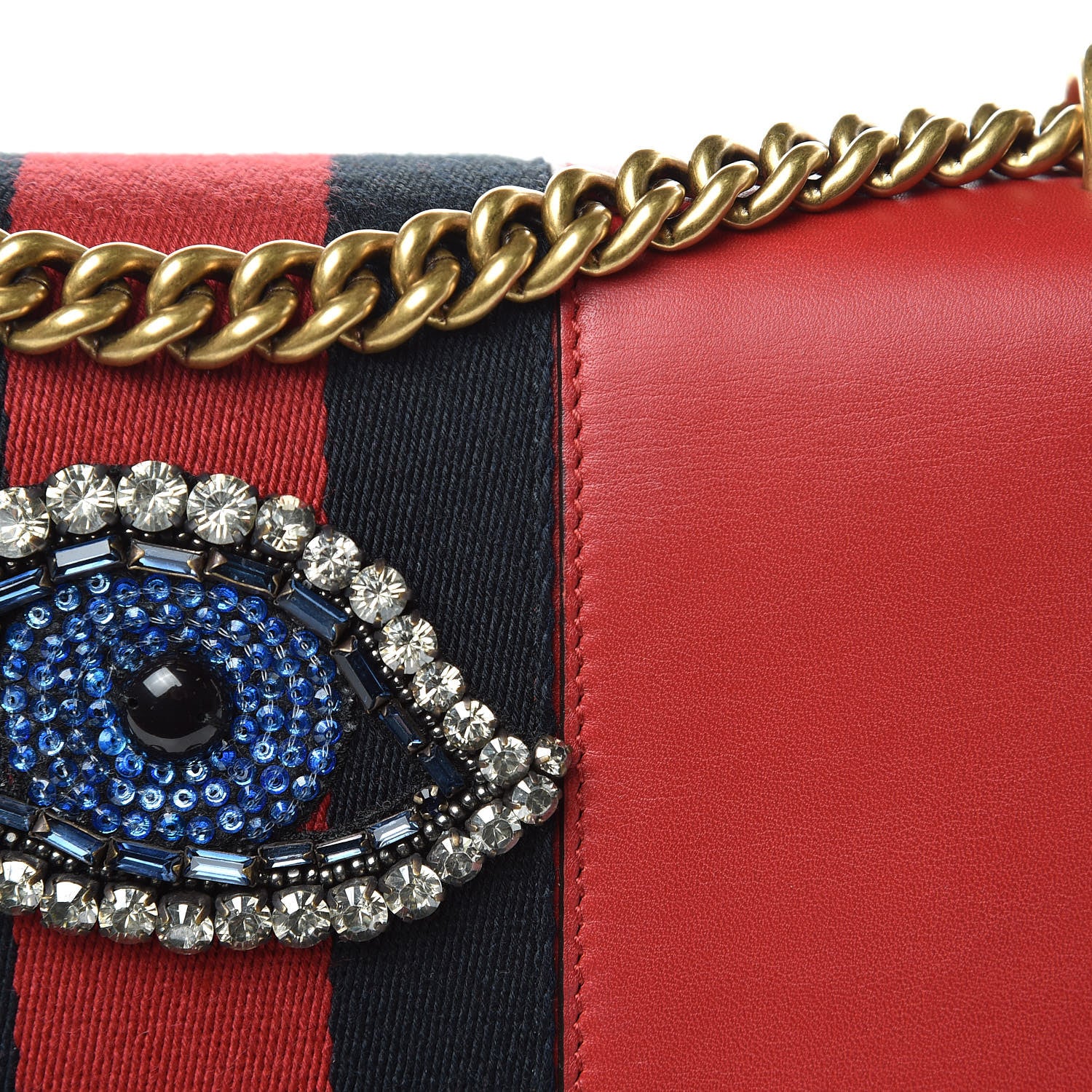 Gucci Calfskin Web Medium Peony Chain Shoulder Bag Red 12 of 13
